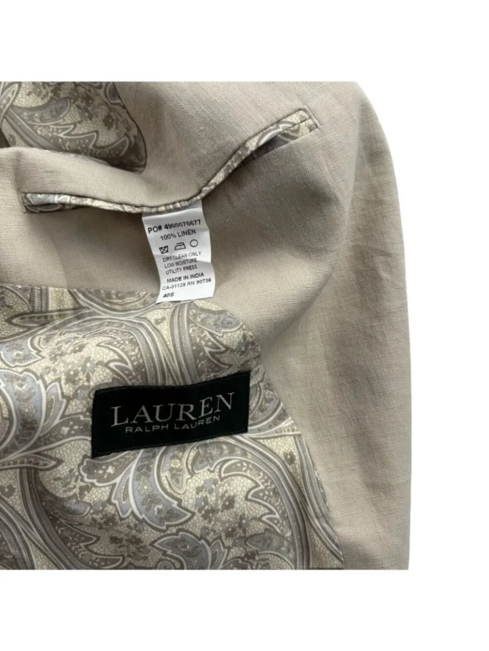 Ralph Lauren Men’s 100% Linen Blazer Jacket Ivory • 40S